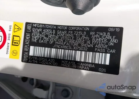 2020 Toyota Corolla Xse из США, поврежденный, VIN JTNC4RBE5L3075032